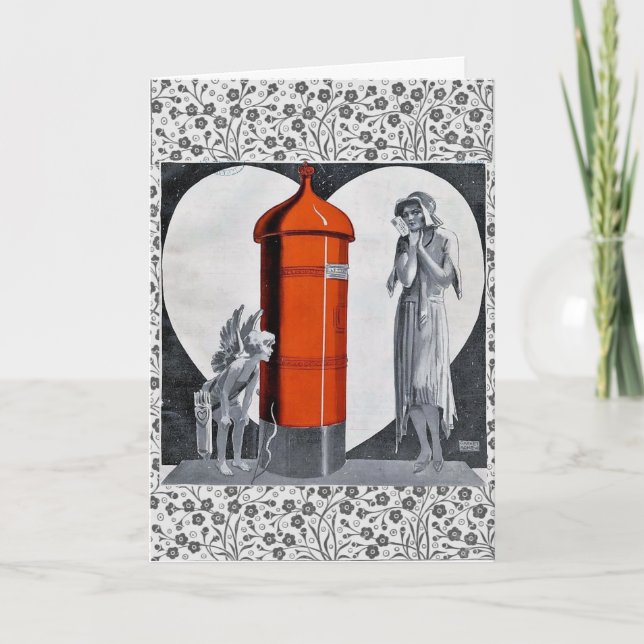 Cartão De Festividades Placa de Dia de os namorados Art Deco (Frente)