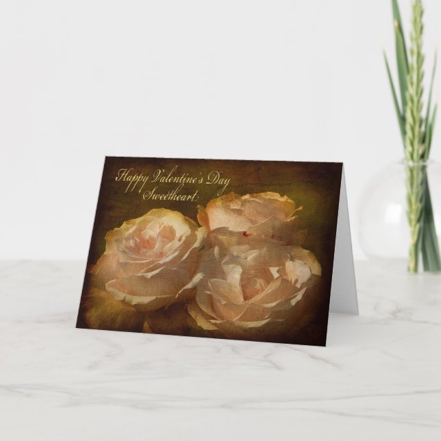 Cartão De Festividades Placa de Dia de os namorados de Rosa texturizada (Frente)