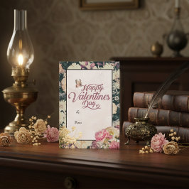 Cartão De Festividades Placa de Dia de os namorados de Vintage Floral Cuj