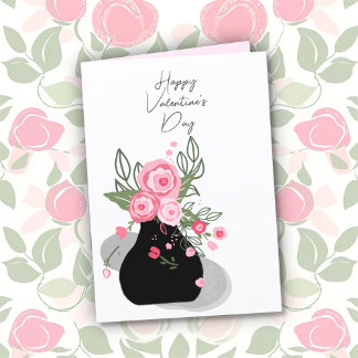 Cartão De Festividades Placa de Dia de os namorados Floral Cor-de-Rosa