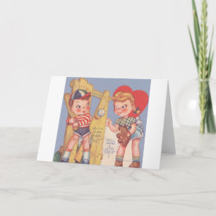 Cartão De Festividades Placa de Dia de os namorados Vintage Baseball