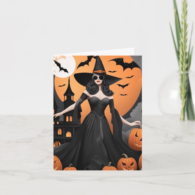 Cartão De Festividades Placa de dobramento personalizável de vibes Witchy (Frente)