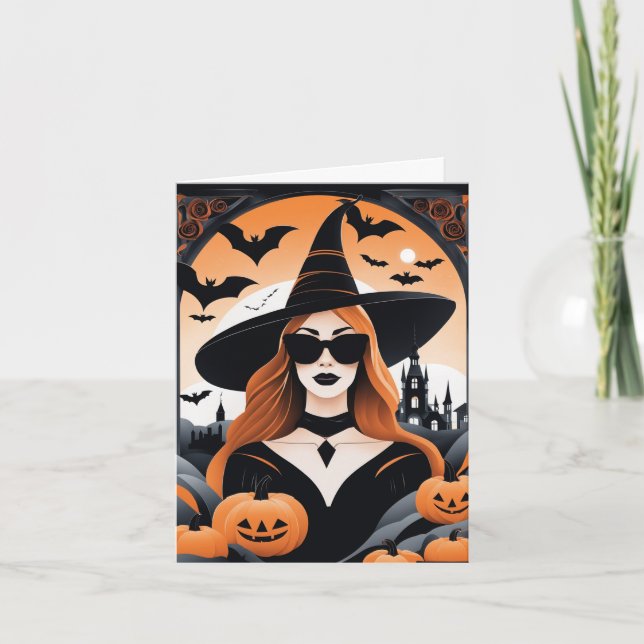 Cartão De Festividades Placa de dobramento personalizável de vibes Witchy (Frente)