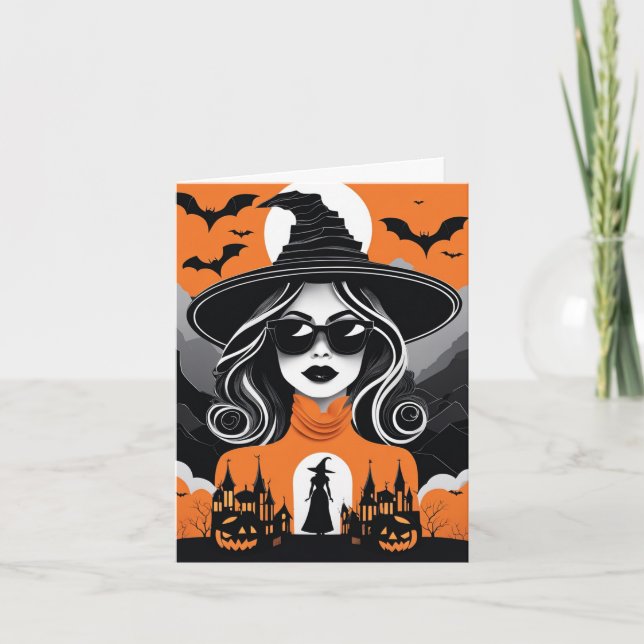 Cartão De Festividades Placa de dobramento personalizável de vibes Witchy (Frente)