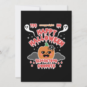 Cartão De Festividades Placa de Fantasma Kawaii Assustadoramente Fofo de