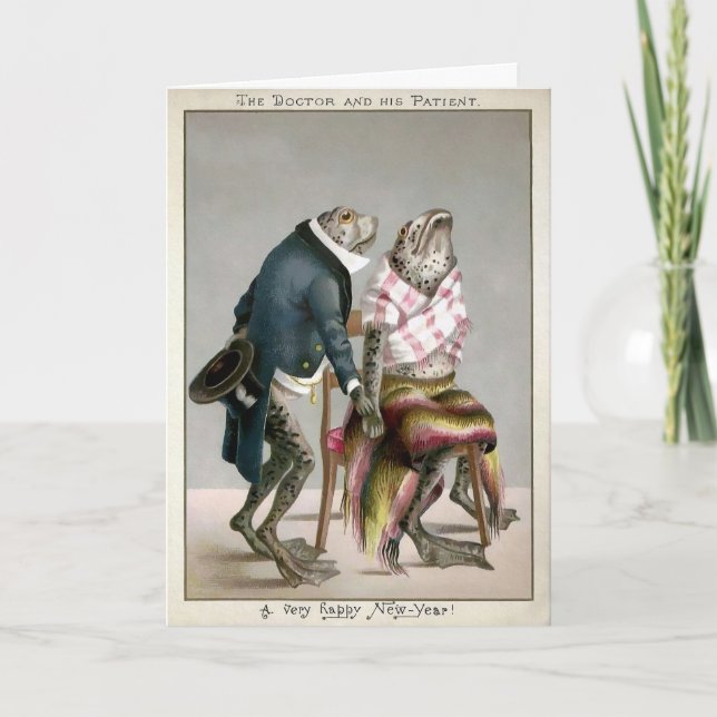 Cartão De Festividades Placa de Feliz ano novo de Sapos vitoriana (Frente)