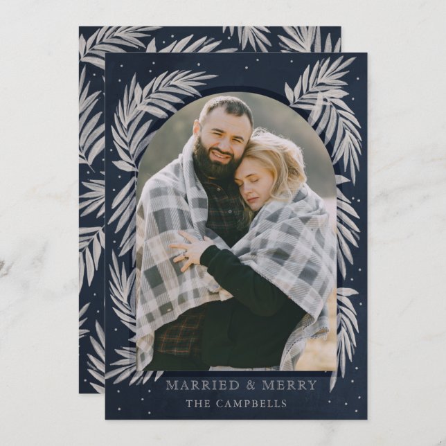 Cartão De Festividades Placa de Feriado Botânico do Arco de Feliz Silver  (Frente/Verso)