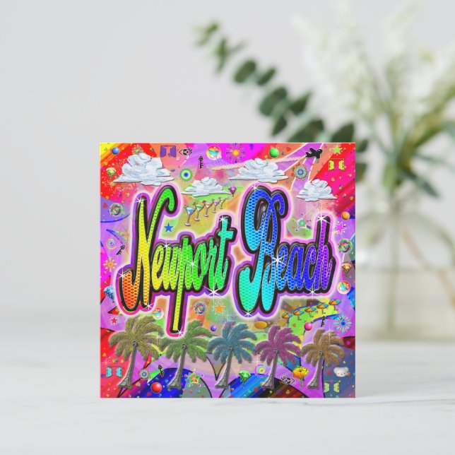 Cartão De Festividades Placa de feriado do Newport Beach Vista Express (Em pé/Frente)