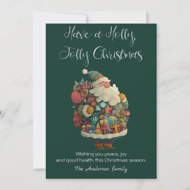 Cartão De Festividades Placa de feriado plana com Papais noeis (Frente)