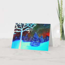 Cartão De Festividades Placa de Feriado Winterscape Lights & Meteors do n