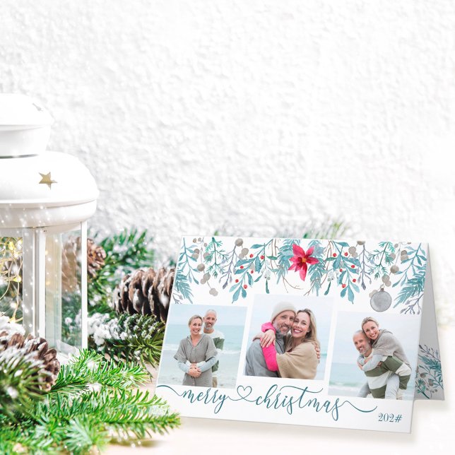 Cartão De Festividades Placa de Férias de Script Elegante da Folhagem 3 d (Criador carregado)