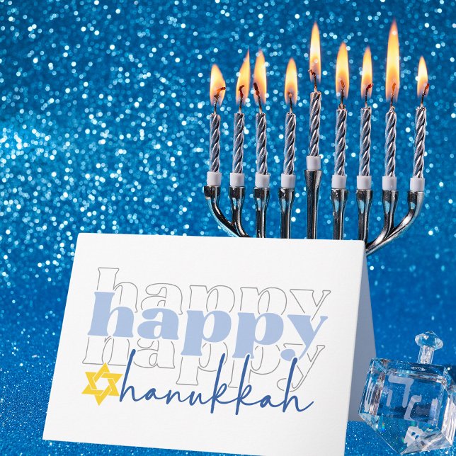 Cartão De Festividades Placa de Férias Feliz do Na moda Hanukkah (Criador carregado)