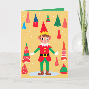 Cartão De Festividades Placa de Férias Folheada Elf com ilustração Reprod