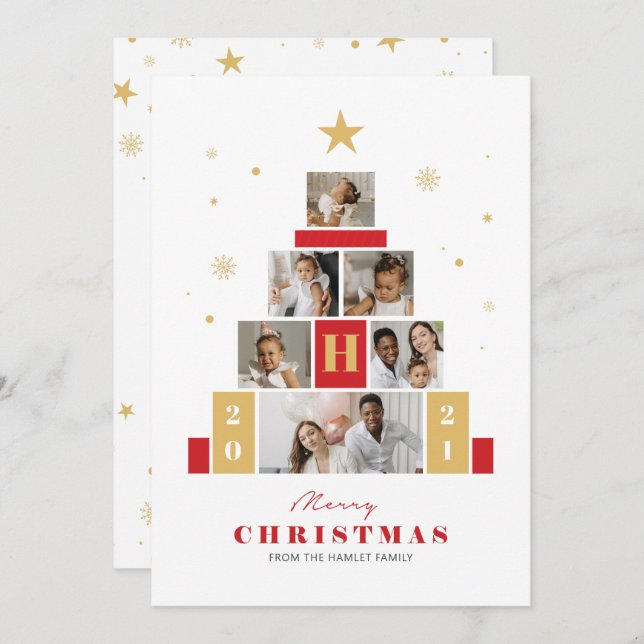 Cartão De Festividades Placa de Férias Multimoderna da Árvore de Natal (Frente/Verso)
