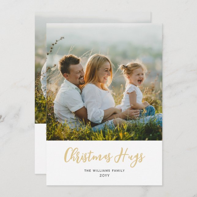 Cartão De Festividades Placa de Férias Plana de Duas Fotografias de Hugs  (Frente/Verso)