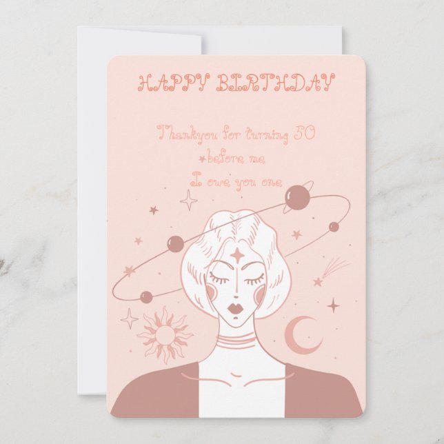 Cartão De Festividades Placa de Férias Plana Feliz 50º Aniversário Místic (Frente)