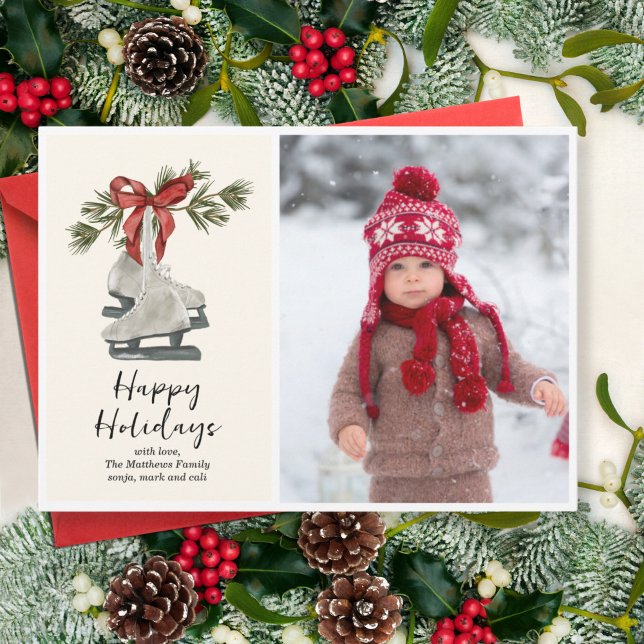 Cartão De Festividades Placa de férias plana para Skates de gelo da Vinta (Criador carregado)