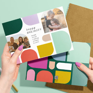 Cartão De Festividades Placa de Férias Planas Colorida Maximalista