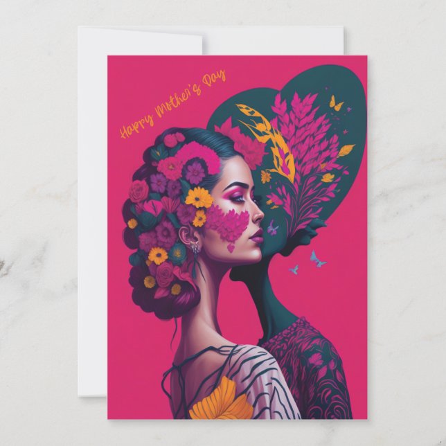 Cartão De Festividades Placa de férias planas com Dia de as mães Grateful (Frente)