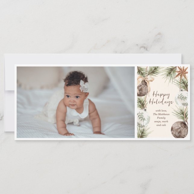 Cartão De Festividades Placa de Férias Planas com Ornamento Boho (Frente)