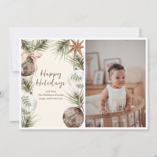 Cartão De Festividades Placa de Férias Planas com Ornamento Boho (Frente)