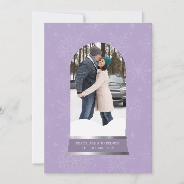 Cartão De Festividades Placa de Férias Planas Fotográficas Snowflake (Frente)