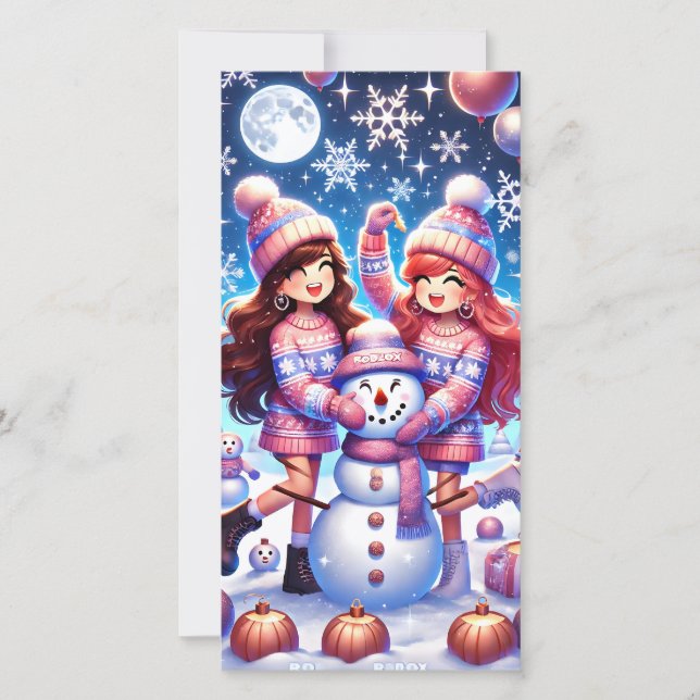 Cartão De Festividades Placa de férias planas para adolescentes da Roblox (Frente)