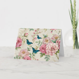 Cartão De Festividades Placa de Florais e Borboletas Inspirada por Epheme