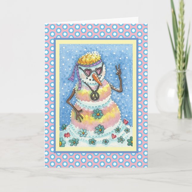 CARTÃO DE FESTIVIDADES PLACA DE GREETING DE NATAL DE PAZ DE NEVE GROOVY V (Frente)