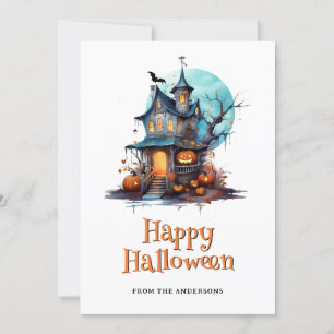 Cartão De Festividades Placa de Halloween do Fantasma Ghost Bat House Ass