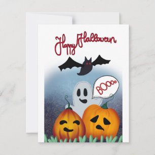 Cartão De Festividades Placa de Halloween Pumpkin Ghost Boo
