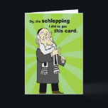 Cartão De Festividades Placa de Hanukkah Schleping<br><div class="desc">Mande cumprimentos a seus amigos e familiares a Hanukkah com os sábios atos do Rabbi Moshe.</div>