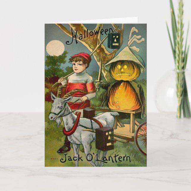 Cartão De Festividades Placa de Lanterna do Jack O'Halloween Retro (Frente)