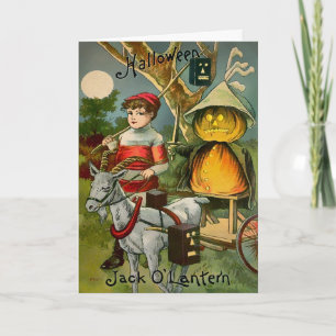 Cartão De Festividades Placa de Lanterna do Jack O'Halloween Retro