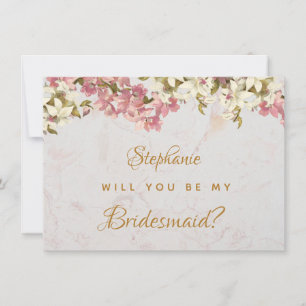 Cartão De Festividades Placa de Mármore Orquídea Rosa de Proposta Floral 