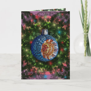 Cartão De Festividades Placa de Massa Refletora Dourada Azul