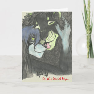 Cartão De Festividades Placa de Namorados Anthro Lion