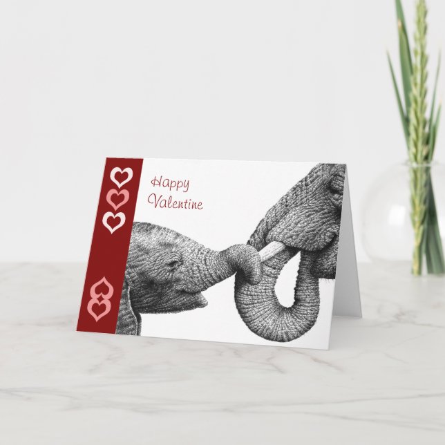 Cartão De Festividades Placa de Namorados de Elefante Africano e Bebê (Frente)