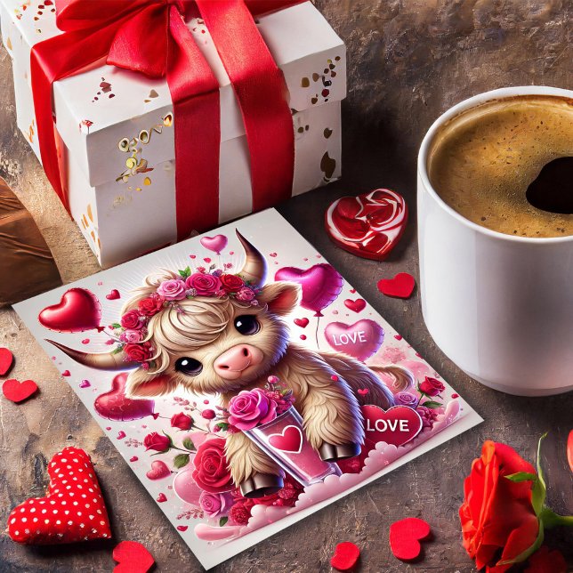 Cartão De Festividades Placa de Namorados de Vaca do Planalto, Sweets Hea (Criador carregado)