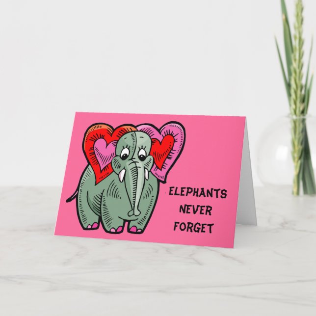 Cartão De Festividades Placa de Namorados Elefante (Frente)
