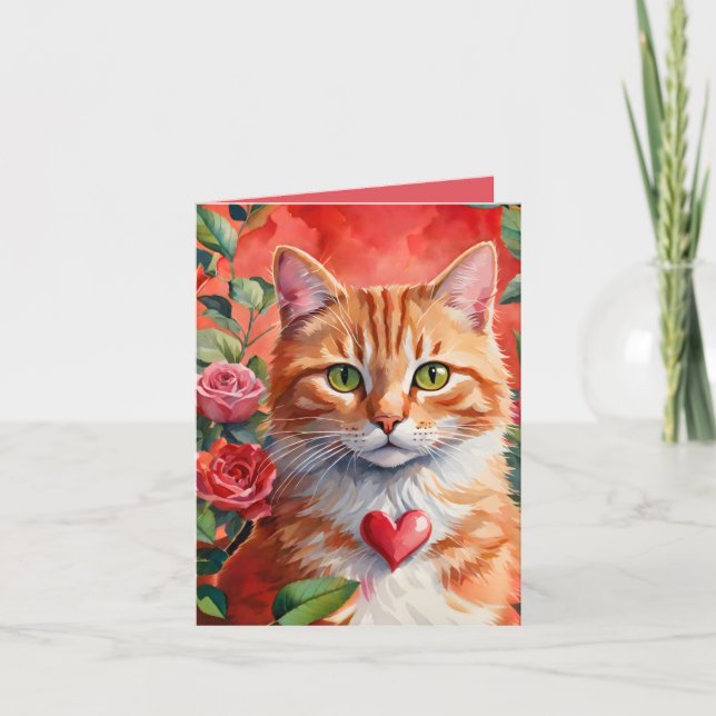 Cartão De Festividades Placa de Namorados Laranja Tabby Cat Meow-Velous (Frente)