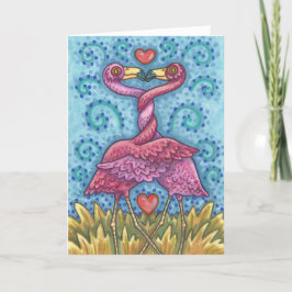 Cartão De Festividades PLACA DE NAMORADOS PINK FLAMINGO *Personalizar