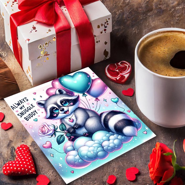 Cartão De Festividades Placa de Namorados Raccoon para Buquê Balão (Criador carregado)
