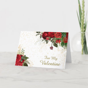 Cartão De Festividades Placa de Namorados Romântica Rosa vermelha e Confe