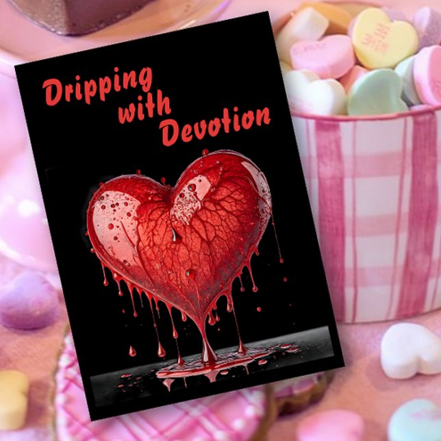 Cartão De Festividades Placa de Namorados Vermelho Paint Drip (Criador carregado)