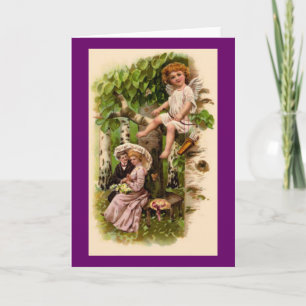 Cartão De Festividades Placa de Namorados Vintage Cupid e Casal