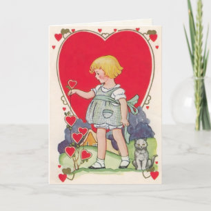 Cartão De Festividades Placa de Namorados Vintage para Crianças