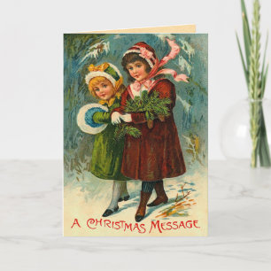 Cartão De Festividades Placa de natais vintages