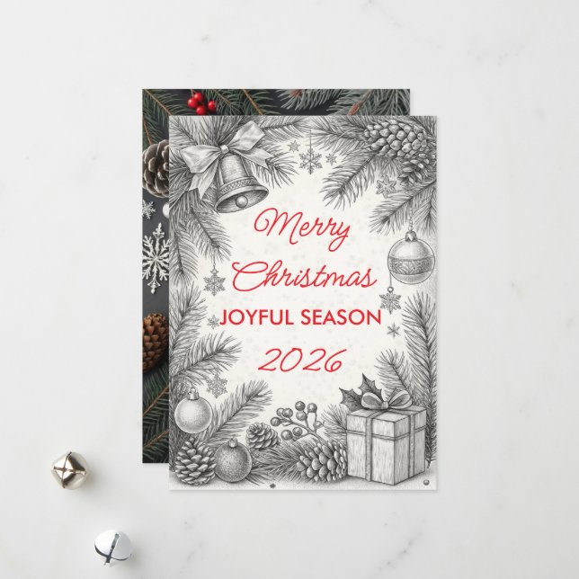 Cartão De Festividades Placa de natais vintages (Frente/Verso In Situ)