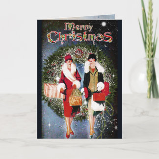 Cartão De Festividades Placa de natais vintages
